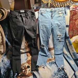 Abercrombie & Fitch Distressed Skinny Jeans — Black & Light Blue